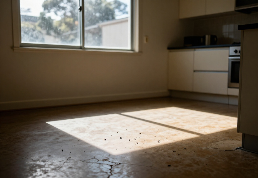 Bathroom with ant trail along the wall